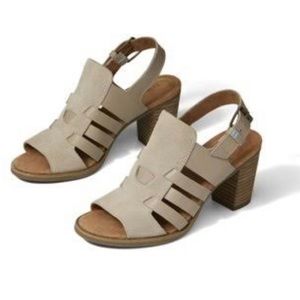 Toms Womens Majorca Faux Leather Heel Sandals Beige size 12
